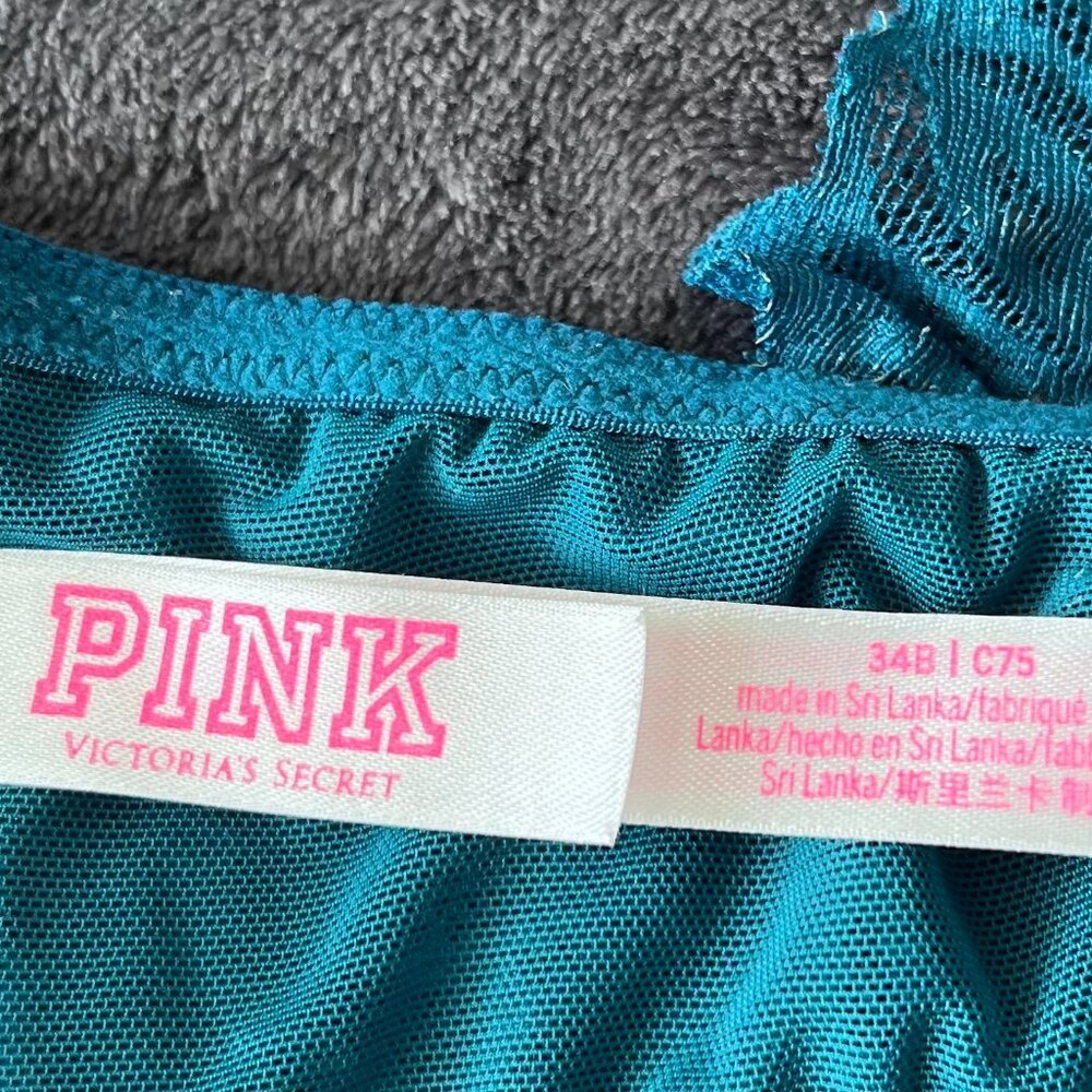 Pink by Victoria Secret Sexy‎ Tee Lightly Lined Front-Close Lace Demi Bra in 34B - Picture 3 of 5